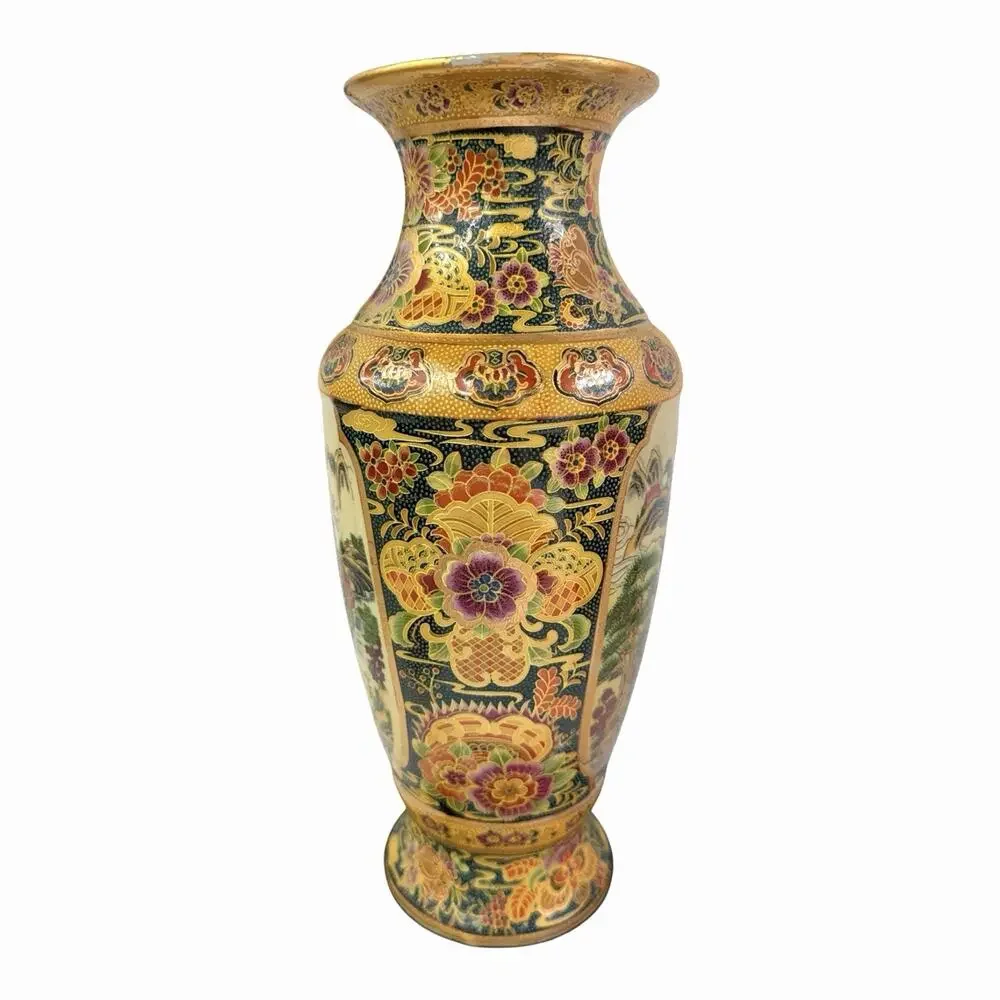 Vintage Royal Satsuma Japanese Moriage Vase 11 3/4